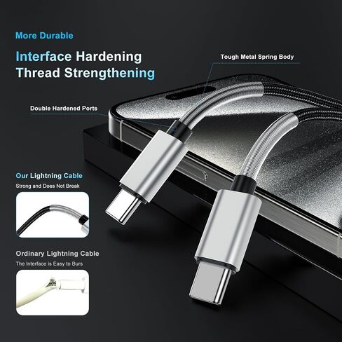 Long USB C to Type C Charger Cable 10ft, 60W USB C to C Fast Charging Cord for Apple iPhone 17 Pro Max/17 Air/16 Pro Max/16 Pro/15 Plus/15 Pro/MacBook 2022/2021/2020/2019,iPad Pro/Mini/Samsung Galaxy in Kuwait
