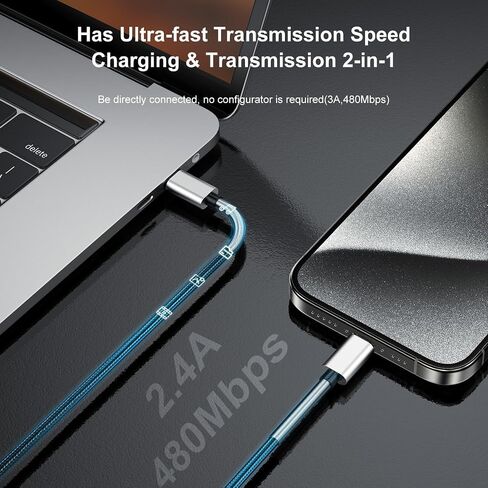 Long USB C to Type C Charger Cable 10ft, 60W USB C to C Fast Charging Cord for Apple iPhone 17 Pro Max/17 Air/16 Pro Max/16 Pro/15 Plus/15 Pro/MacBook 2022/2021/2020/2019,iPad Pro/Mini/Samsung Galaxy in Kuwait