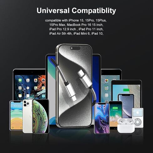 Long USB C to Type C Charger Cable 10ft, 60W USB C to C Fast Charging Cord for Apple iPhone 17 Pro Max/17 Air/16 Pro Max/16 Pro/15 Plus/15 Pro/MacBook 2022/2021/2020/2019,iPad Pro/Mini/Samsung Galaxy in Kuwait