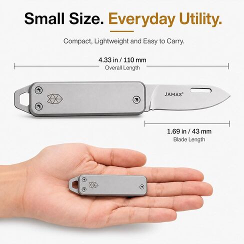 Mini EDC Folding Pocket Knife, Silver, Stainless Steel in Kuwait