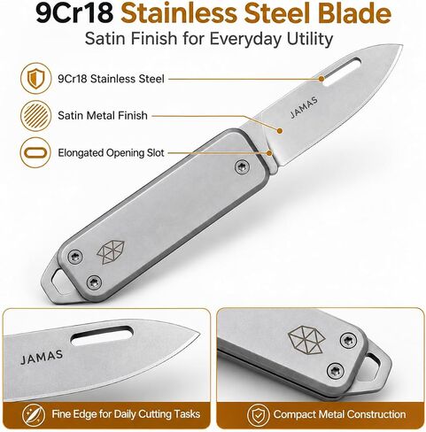 Mini EDC Folding Pocket Knife, Silver, Stainless Steel in Kuwait