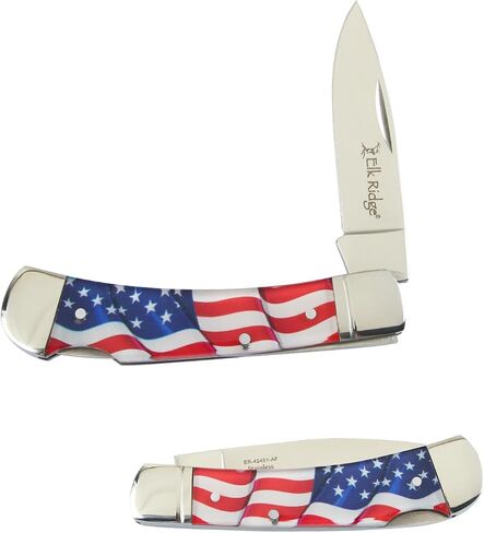Elk Ridge American Flag Folding Pocket Knife, 2.75-inch Stainless Steel Blade, 6.5-inch Overall Length (Flag) in Kuwait