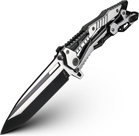 Gifts for Men Pocket Knife, Folding Knives with Pocket Clip 3.35 inches Blade Length Stainless Steel Blade with Mechanical Steel Handle,Mechanical Folding Design for Outdoor,Camping black in Kuwait