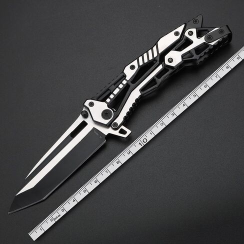 Gifts for Men Pocket Knife, Folding Knives with Pocket Clip 3.35 inches Blade Length Stainless Steel Blade with Mechanical Steel Handle,Mechanical Folding Design for Outdoor,Camping black in Kuwait