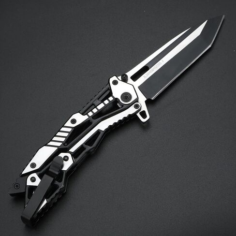 Gifts for Men Pocket Knife, Folding Knives with Pocket Clip 3.35 inches Blade Length Stainless Steel Blade with Mechanical Steel Handle,Mechanical Folding Design for Outdoor,Camping black in Kuwait