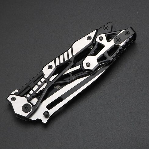 Gifts for Men Pocket Knife, Folding Knives with Pocket Clip 3.35 inches Blade Length Stainless Steel Blade with Mechanical Steel Handle,Mechanical Folding Design for Outdoor,Camping black in Kuwait