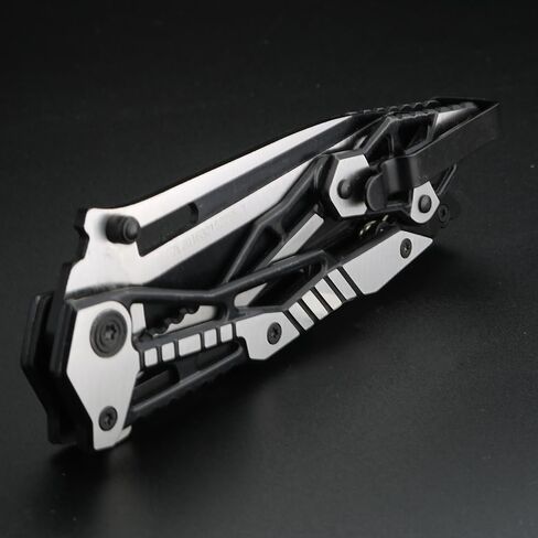 Gifts for Men Pocket Knife, Folding Knives with Pocket Clip 3.35 inches Blade Length Stainless Steel Blade with Mechanical Steel Handle,Mechanical Folding Design for Outdoor,Camping black in Kuwait