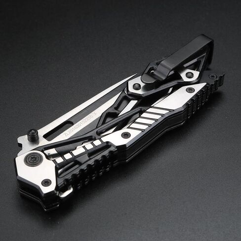 Gifts for Men Pocket Knife, Folding Knives with Pocket Clip 3.35 inches Blade Length Stainless Steel Blade with Mechanical Steel Handle,Mechanical Folding Design for Outdoor,Camping black in Kuwait