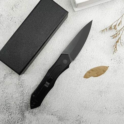 8.3'' Easy Opening Pocket Knife，Button Lock Folding Knives，3.54" D2 Black Blade，Aluminum Alloy Handles and Reversible Pocketclip,Camping EDC Tool for Men's Gifts in Kuwait