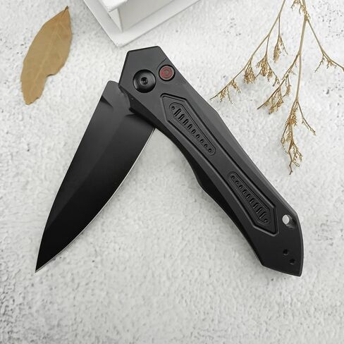 8.3'' Easy Opening Pocket Knife，Button Lock Folding Knives，3.54" D2 Black Blade，Aluminum Alloy Handles and Reversible Pocketclip,Camping EDC Tool for Men's Gifts in Kuwait