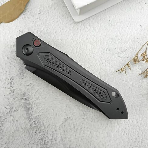 8.3'' Easy Opening Pocket Knife，Button Lock Folding Knives，3.54" D2 Black Blade，Aluminum Alloy Handles and Reversible Pocketclip,Camping EDC Tool for Men's Gifts in Kuwait