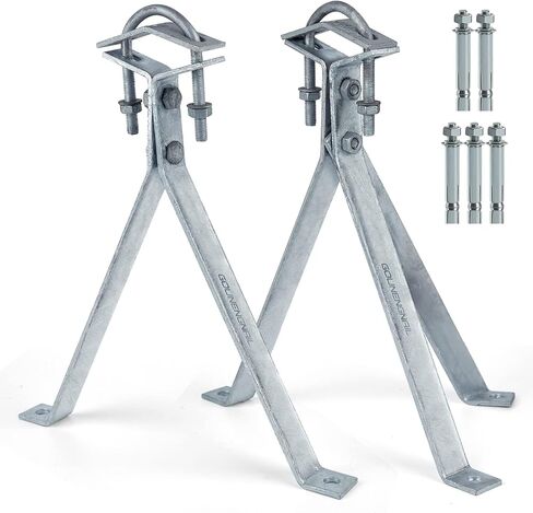 Heavy-Duty Antenna Wall Mount,Windproof Stand Off Wall Mast Mounting Clamps,1 Pair with Expansion Bolts(1 Pair Mount (3-Leg + 2-Leg), 14 Inch) in Kuwait