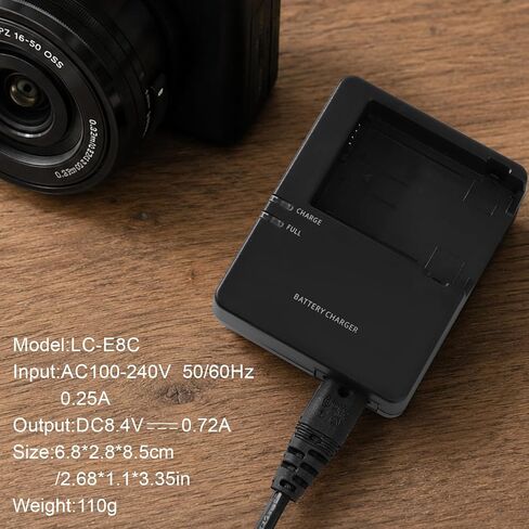 LC-E8 LC-E8E LP-E8 Battery Charger Compatible with Canon EOS Rebel T2i T3i T4i T5i (Not for Rebel T2, T3, T4, T5) 550D 600D 650D Kiss X4 X5 X6 X6i X7i Camera Battery in Kuwait