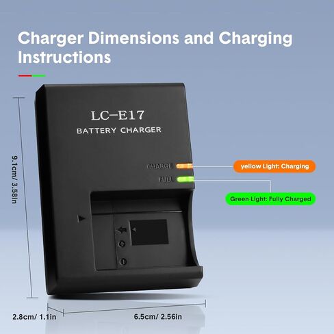 LC-E17 LP-E17 LC-E17E Battery Charger for Canon EOS R8 R10 R50 R100 Rebel T8i T7i T6i T6s SL3 SL2 77D 750D 760D 200D 8000D 800D M6 M5 M3 Kiss X8i DSLR Cameras in Kuwait