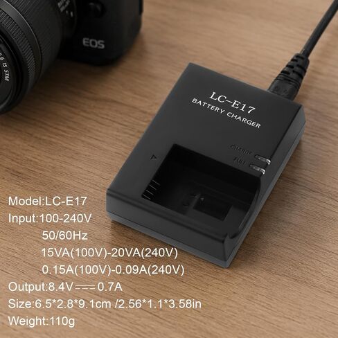 LC-E17 LP-E17 LC-E17E Battery Charger for Canon EOS R8 R10 R50 R100 Rebel T8i T7i T6i T6s SL3 SL2 77D 750D 760D 200D 8000D 800D M6 M5 M3 Kiss X8i DSLR Cameras in Kuwait