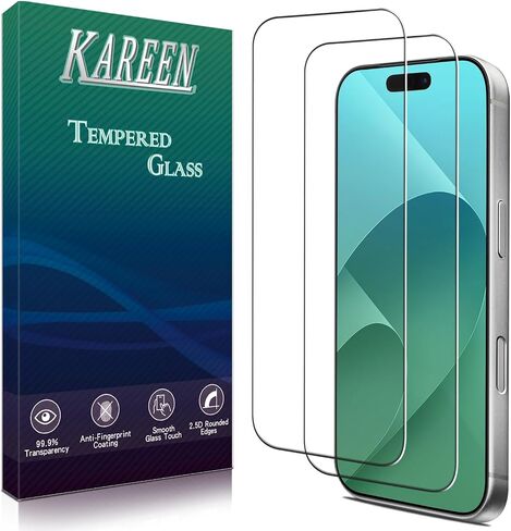 KAREEN 2 Pack Screen Protector for iPhone 17 Tempered Glass Film 6.3-Inch in Kuwait