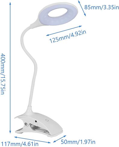 YWBL-WH LED Reading Light, USB Rechargeable, 22 LEDs, Flexible Neck Bed Lamp for Reading in Bedroom in Kuwait