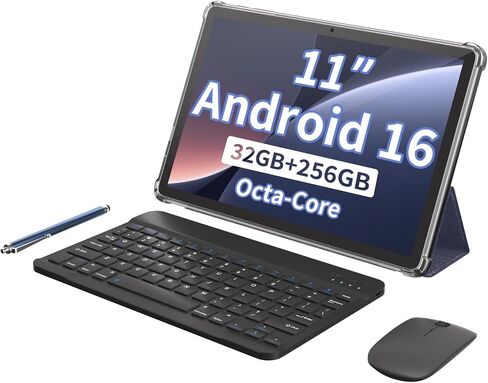 11 inch Android 16 Tablet with Mouse Stylus Pen Keyboard Blue Case in Kuwait