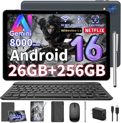 Android 16 Tablet 10 inch - Tablet with Keyboard, 26GB+256GB+2TB, Gemini AI in Kuwait
