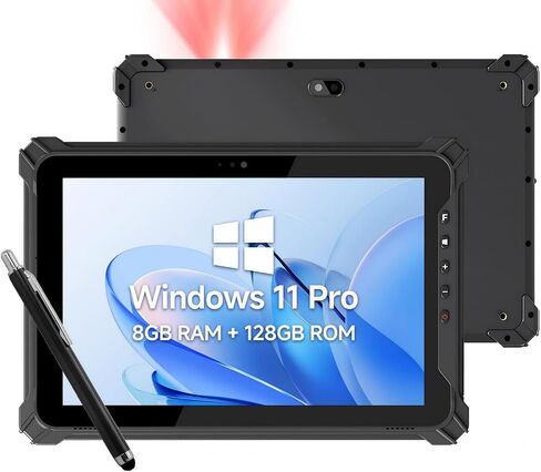 Rugged Tablet with Barcode Scanner I17J, 10.1" Windows 11 Pro w/Honeywell N4680 Scan Engine, 1D/2D QR Inventory Scanner, 8GB+128GB Industrial Tablet for ERP WMS, Warehouse, Retail, IP65 in Kuwait