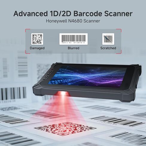 Rugged Tablet with Barcode Scanner I17J, 10.1" Windows 11 Pro w/Honeywell N4680 Scan Engine, 1D/2D QR Inventory Scanner, 8GB+128GB Industrial Tablet for ERP WMS, Warehouse, Retail, IP65 in Kuwait