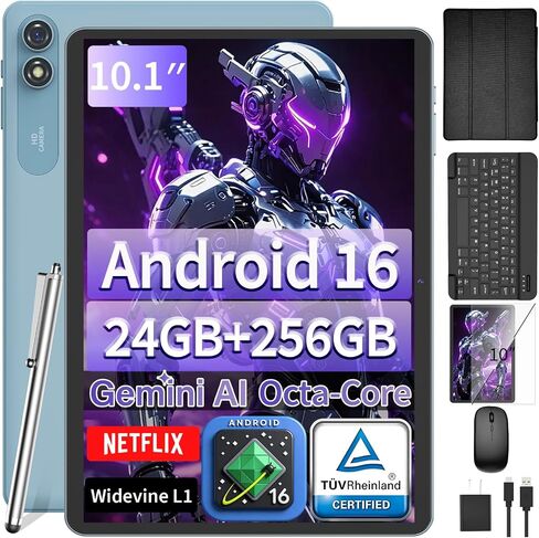 10 inch Tablet with Keyboard, 2026 Gemini AI, 24GB+256GB+2TB(Black Case) in Kuwait
