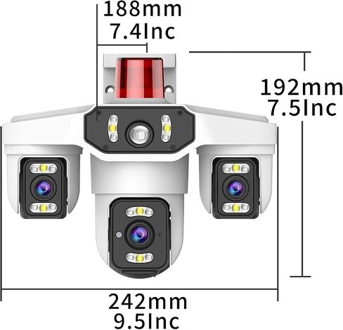 4MP Triple-Lens Outdoor Security Camera, 360° Pan/Tilt Coverage, Human Tracking & Night Vision, 2.4GHz WiFi, SD/Cloud Storage,2-Way Talk, Works with Mobile Apps & PCs in Kuwait