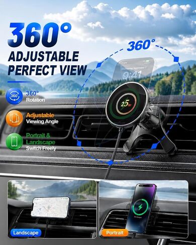 25W for MagSafe Car Charger Vent Mount Magnetic Phone Holder w/ 45W Charger in Kuwait