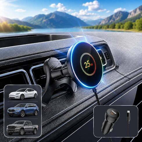 25W for MagSafe Car Charger Vent Mount Magnetic Phone Holder w/ 45W Charger in Kuwait