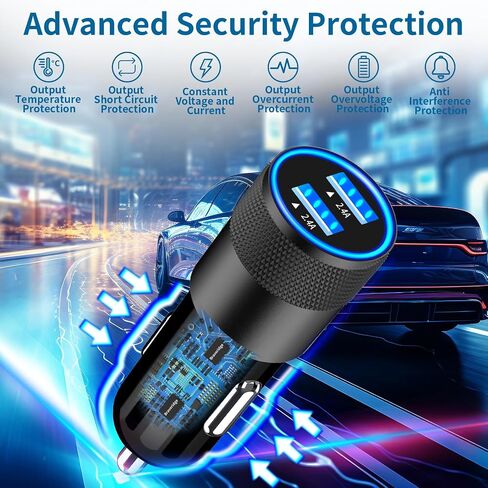 Apple MFi Certified iPhone 17 Car Charger, 4.8A Dual USB Car Phone Charger in Saudi Arabia