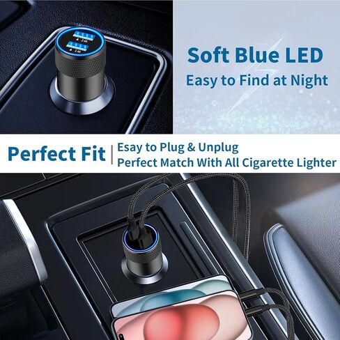 Apple MFi Certified iPhone 17 Car Charger, 4.8A Dual USB Car Phone Charger in Saudi Arabia