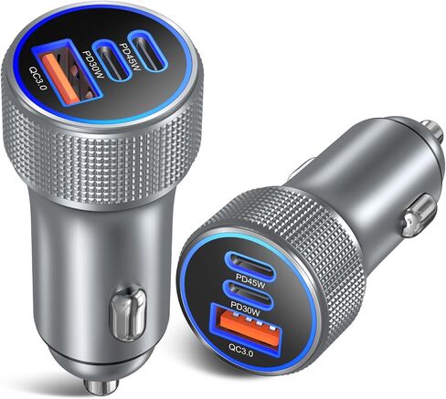 Car Charger USB C Fast Charge 45W & 30W, Besgoods 3 in 1 Cigarette Lighter Adapter [USB C & USB A] PD3.0 PPS for iPhone 17/16/15 Pro Max Galaxy S26 Ultra S25 FE S24 S23, 2Pack in Kuwait