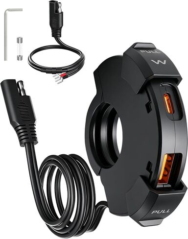 Motorcycle Phone Charger,Car Accessories Universal Motorcycle USB Charger,Waterproof Ultra-Narrow PD30W & Quick Charge for Phone,Tablet,GPS,Suitable for Most DC 12-24V Vehicles,Motorcycles in Kuwait
