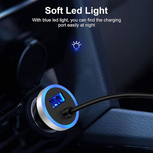 USB A Car Charger Fast Charge Car Adapter with 3FT Coiled USB C Cable, S26 in Kuwait