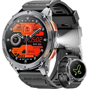 Military Smart Watch for Men with GPS, 1.43" AMOLED Bluetooth Call Smartwatch with LED Flashlight, Rugged Smart Watches for Android iOS, IP68 Waterproof Fitness Tracker with Heart Rate in Saudi Arabia