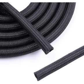1/4" - 10Ft Split Braided Cable Sleeve, Wire Loom Tubing, Black in Kuwait