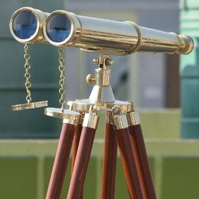 Vintage Solid Brass Floor-Standing Binoculars with Tripod – Nautical Telescope for Adults | Bird Watching, Marine Decor, Hiking, Outdoor in Kuwait