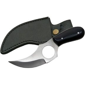 SZCO Supplies 6-Inch Stainless Steel Short Skinner Knife with Finger Hole and Leather Sheath – Hunting, Fishing, and Outdoor Use in Saudi Arabia