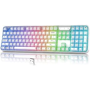 MOFII Wireless Computer Keyboard with RGB Backlit, Tri-Mode Bluetooth 5.0/USB-C/2.4GHz Gaming Keyboard, Full Size Layout, Ergonomic Curved Design for Windows Mac PC Gamers & Office in Kuwait