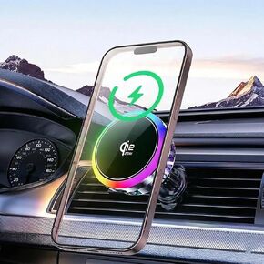 Qi2 25W Magnetic Wireless Car Charger with Cooling Fan, Fast Charging Air Vent Phone Holder with RGB Light, Active Cooling Car Mount for iPhone 17/16/15/14/13/12 Series & Samsung in Kuwait