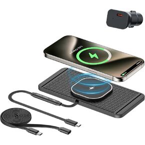 POLMXS 25W Magnetic Wireless Charger Car Charging Pad Fast Wireless Phone Charger Mat Compatible with iPhone 17/16(25W)/15/14/13/12(7.5W) (P21MAG) in Saudi Arabia