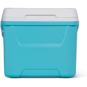 28 Quart Hard‑Sided Ice Chest Cooler with Swing‑Up Handle, Aqua Blue and White Insulated Foam Cooler Box for Outdoor Trip Picnic Beverage Storage in Kuwait