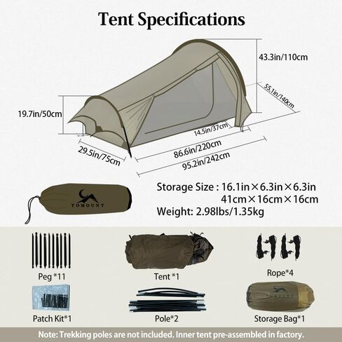 MC TOMOUNT 15D Nylon Ultralight Bivy Tent, Waterproof 1 Person Camping Tent in Kuwait