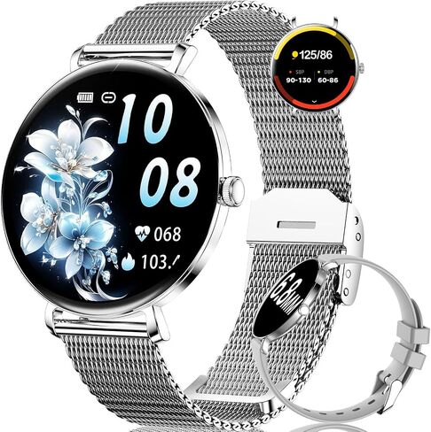 LIGE Fashion Smart Watch for Women, 1.43" AMOLED Screen, Answer/Make Calls Smartwatch for iOS Android, 120+ Sport Modes, Heart Rate Sleep Tracking, IP68 Waterproof, 2 Bands, Gifts for Women, Gold in Saudi Arabia