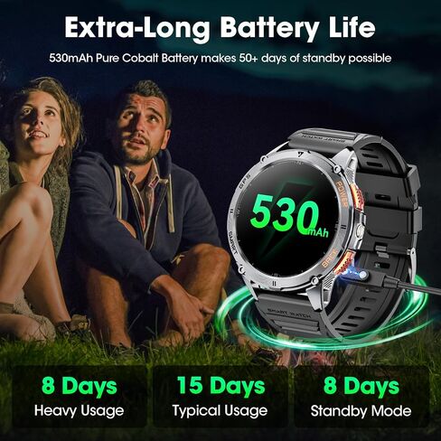 Military Smart Watch for Men with GPS, 1.43" AMOLED Bluetooth Call Smartwatch with LED Flashlight, Rugged Smart Watches for Android iOS, IP68 Waterproof Fitness Tracker with Heart Rate in Saudi Arabia