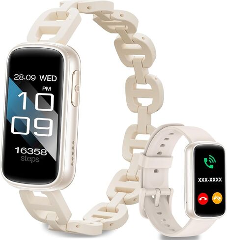 Smart Watches for Women,Fitness Trakcer with Bluetooth Call, Heart Rate/Sleep Monitor/Calories/Blood Pressure,130+ Sports Modes 1.47'' Smartwatch for Android iPhone,IP68 Waterproof,2Bands,Starlight in Saudi Arabia