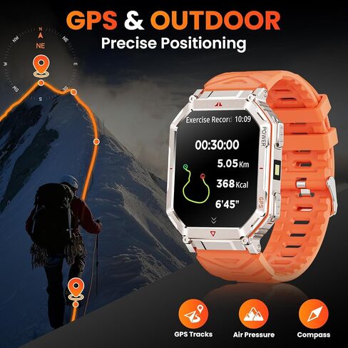 Military Smart Watches for Men with GPS,Compass,2.01" HD Display Bluetooth Calls,Smartwatch with GPT Voice Assistant,LED Flashlight,Fitness Tracker with 120+ Sports Modes,Compatible with Android & iOS in Saudi Arabia