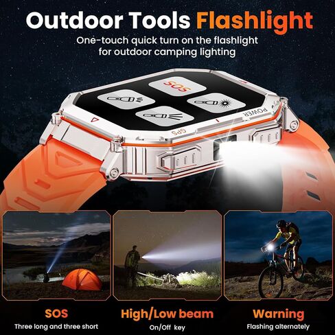 Military Smart Watches for Men with GPS,Compass,2.01" HD Display Bluetooth Calls,Smartwatch with GPT Voice Assistant,LED Flashlight,Fitness Tracker with 120+ Sports Modes,Compatible with Android & iOS in Saudi Arabia