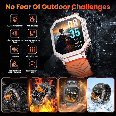 Military Smart Watches for Men with GPS,Compass,2.01" HD Display Bluetooth Calls,Smartwatch with GPT Voice Assistant,LED Flashlight,Fitness Tracker with 120+ Sports Modes,Compatible with Android & iOS in Saudi Arabia