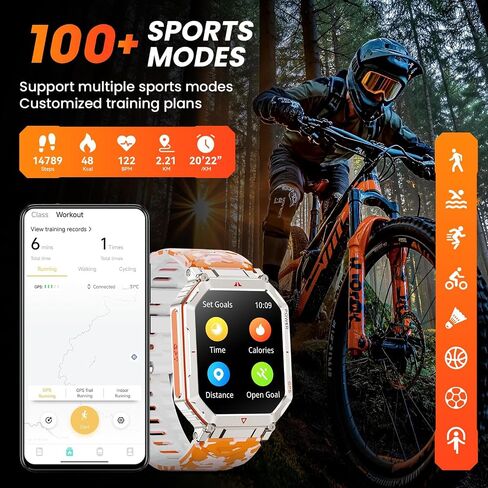 Military Smart Watches for Men with GPS,Compass,2.01" HD Display Bluetooth Calls,Smartwatch with GPT Voice Assistant,LED Flashlight,Fitness Tracker with 120+ Sports Modes,Compatible with Android & iOS in Saudi Arabia